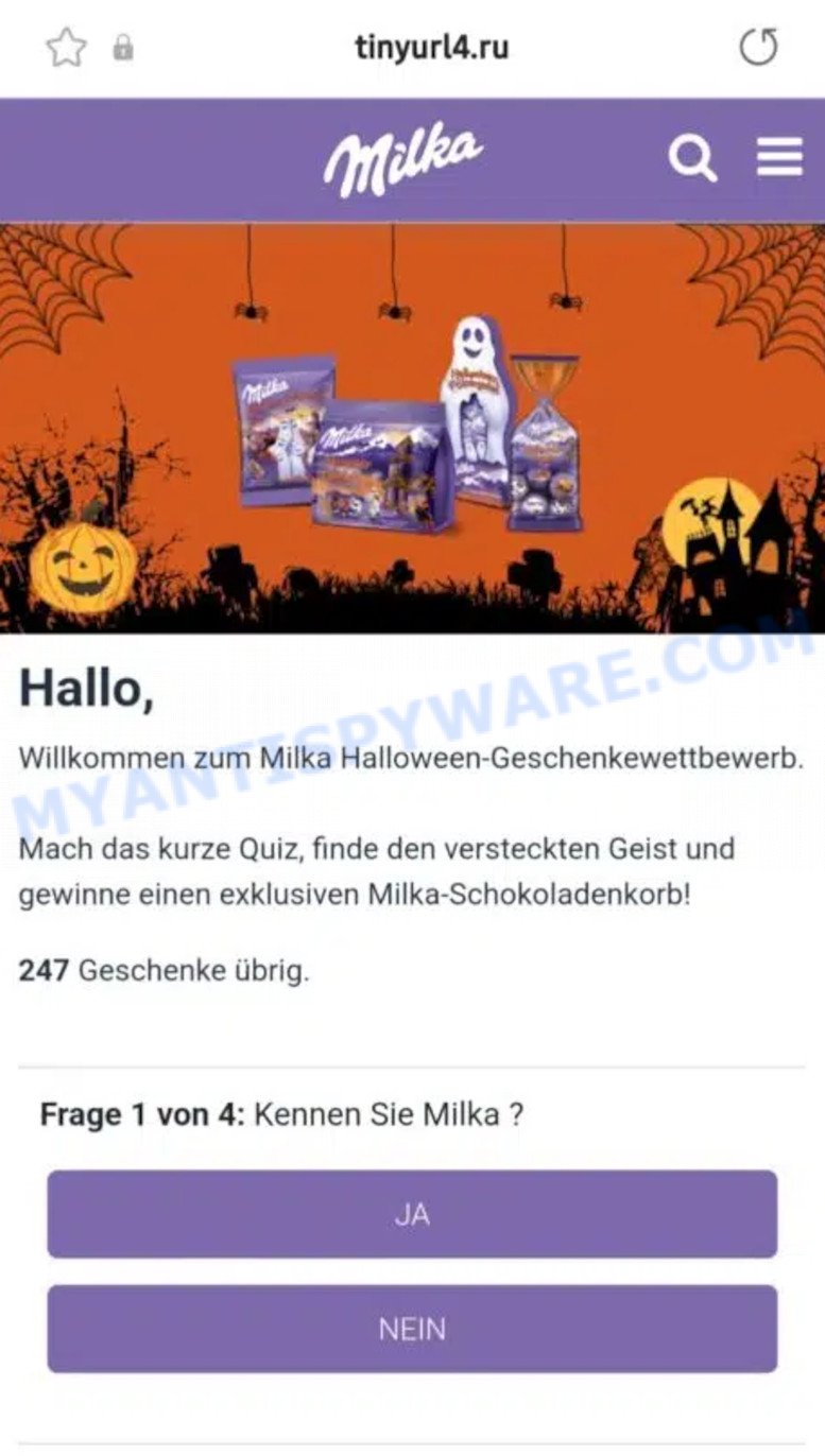 Tinyurl4.ru Milka Halloween gift Scam