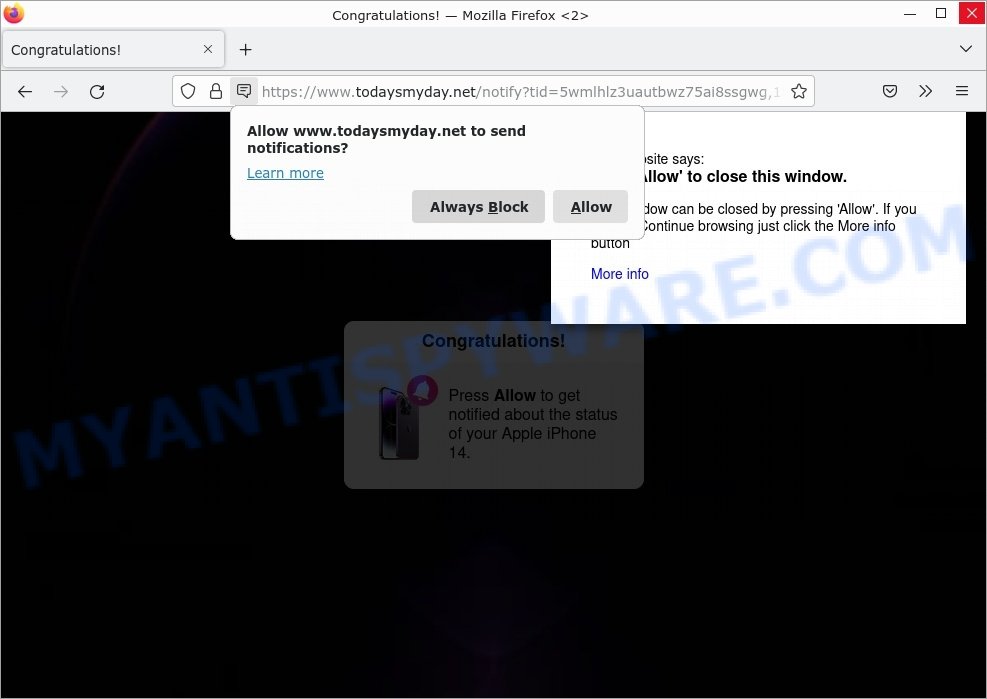 Todaysmyday.net Click Allow Scam