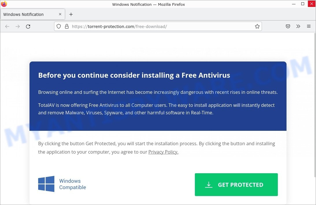 Torrent-protection.com Windows Notification Scam