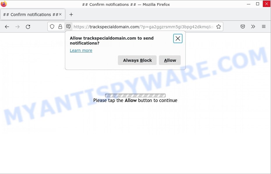 Trackspecialdomain.com Confirm notifications Scam