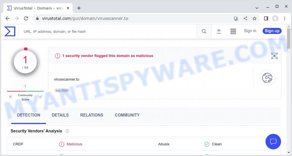 Virusscanner.to malicious