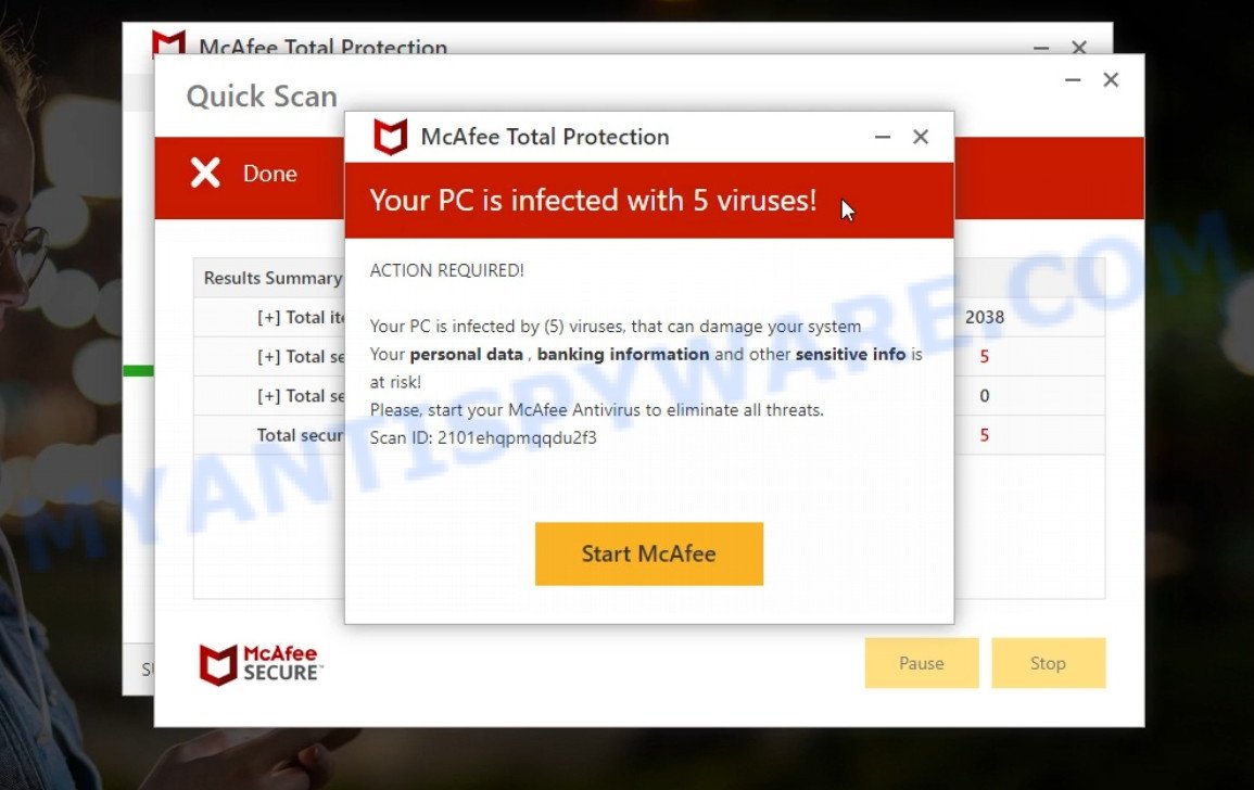 Vital-scanner.com McAfee fake scan results