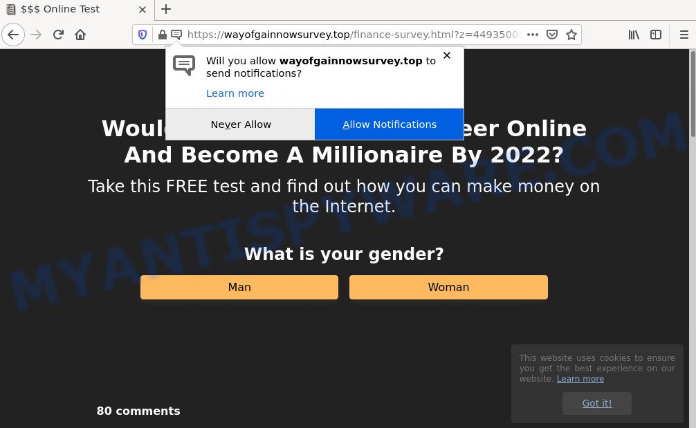 Wayofgainnowsurvey.top Online Test Scam
