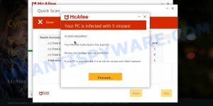 Webprotectionsurveys.live McAfee fake scan results