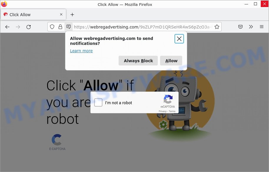 Webregadvertising.com Click Allow Scam