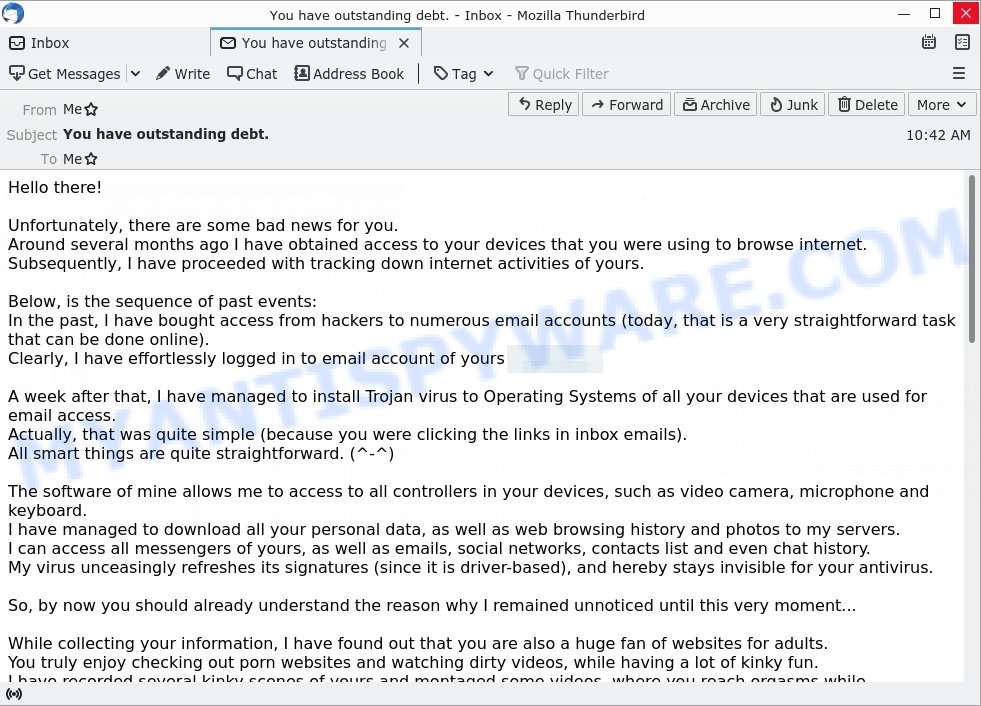 You have outstanding debt. Email Scam