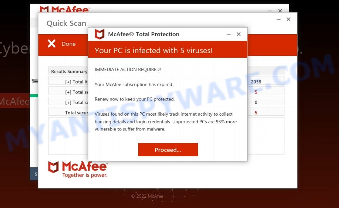Yourdesktopsecurity.live McAfee fake scan results