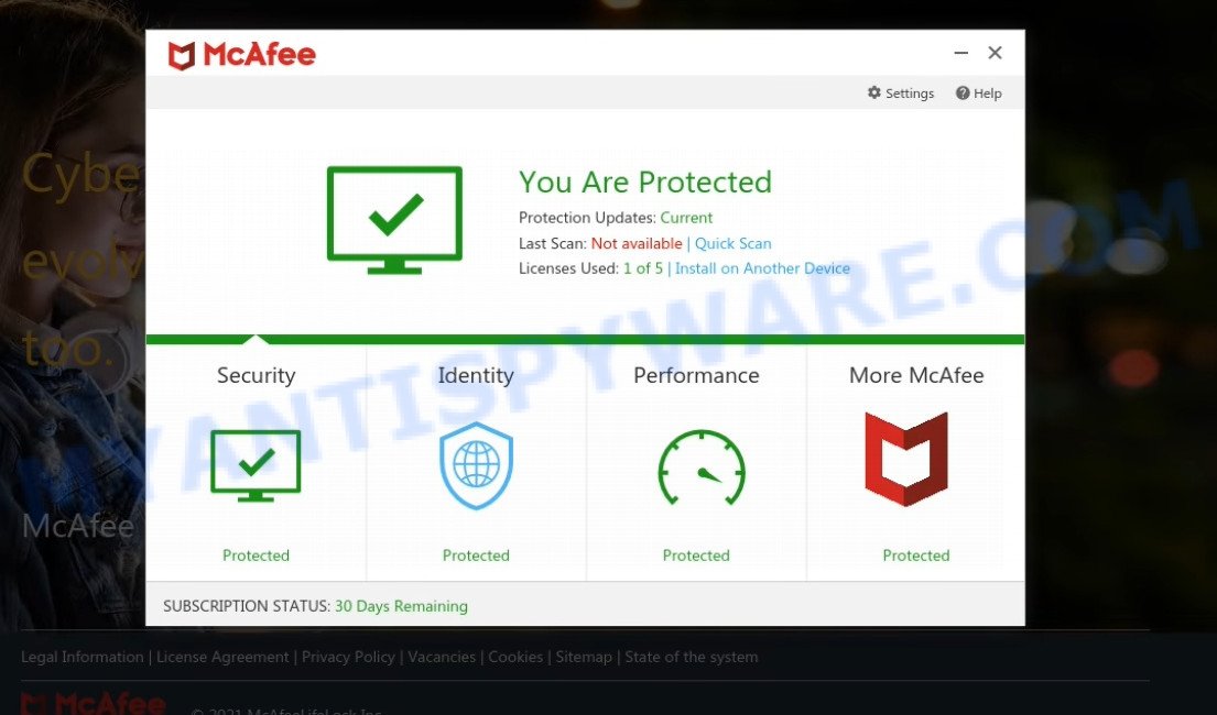 Yourswebprotector.online mcAfee Security Scam