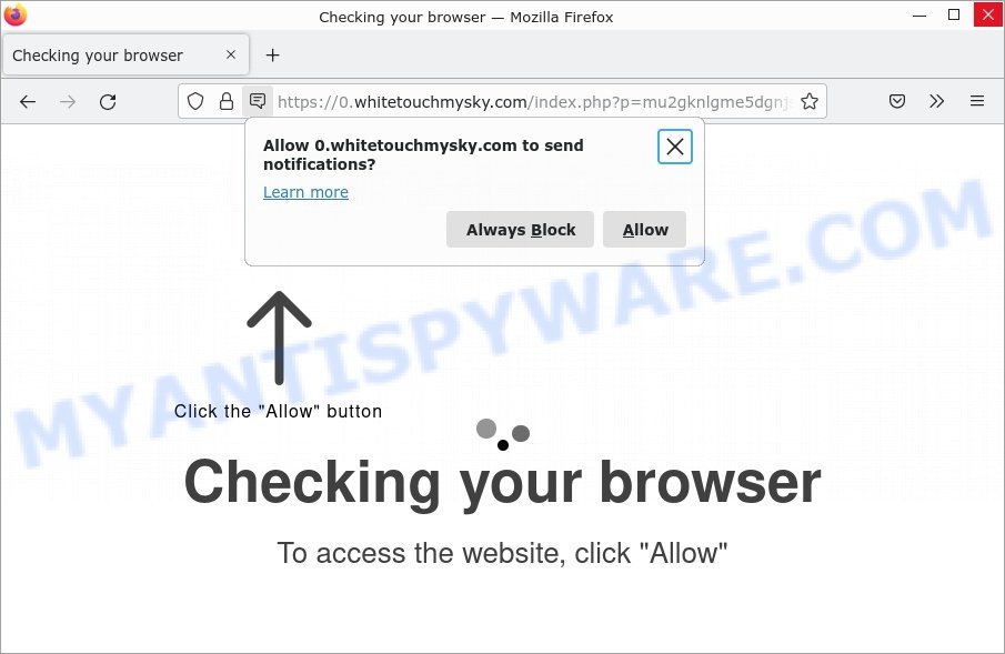whitetouchmysky.com Checking your browser Scam