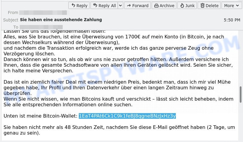 1EaT4PAt6Ck1C9k1feBJ8qgneBNzJxHz3y bitcoin email scam