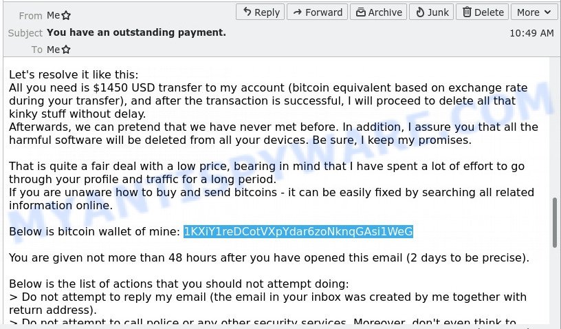 1KXiY1reDCotVXpYdar6zoNknqGAsi1WeG bitcoin email scam