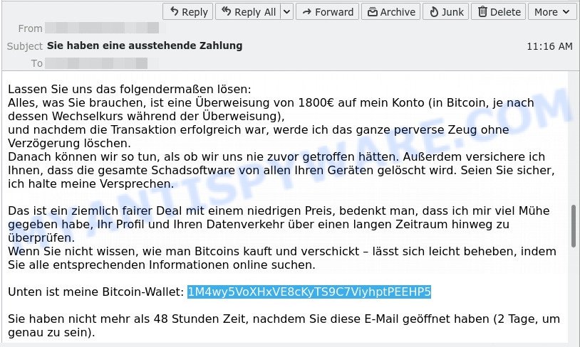 1M4wy5VoXHxVE8cKyTS9C7ViyhptPEEHP5 bitcoin email scam