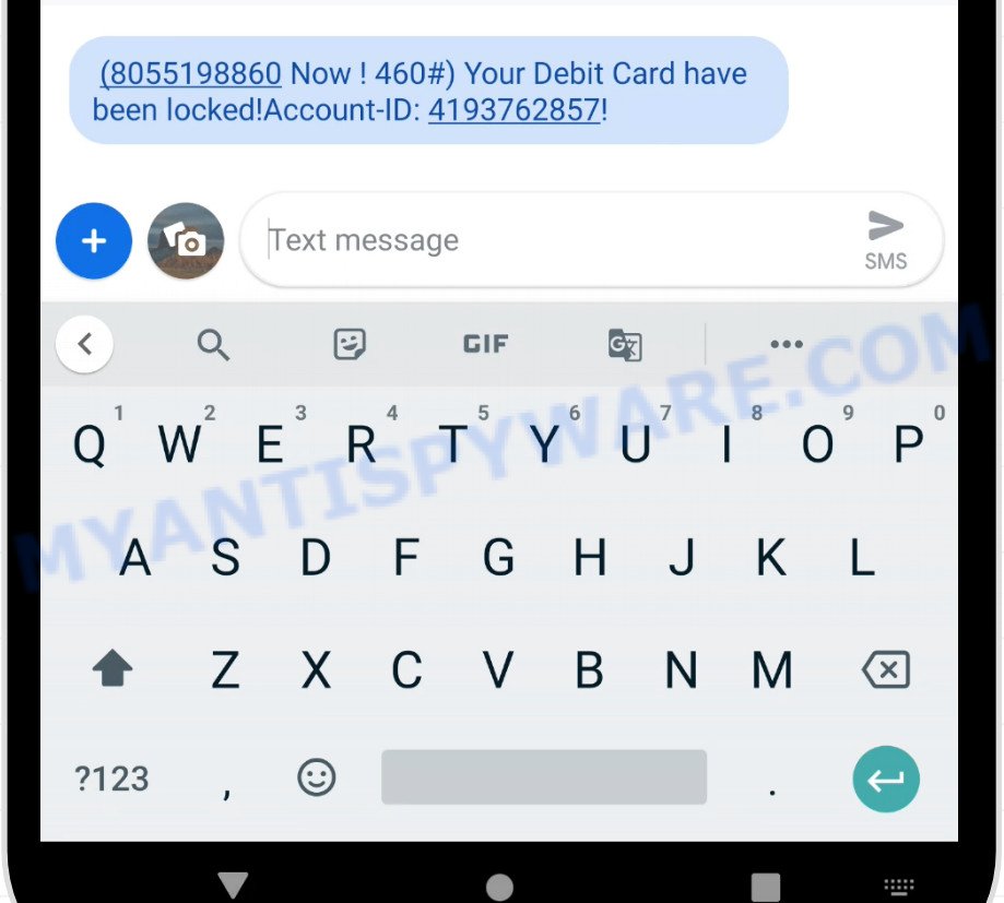 805-519-8860 Online Banking Alert Text Scam