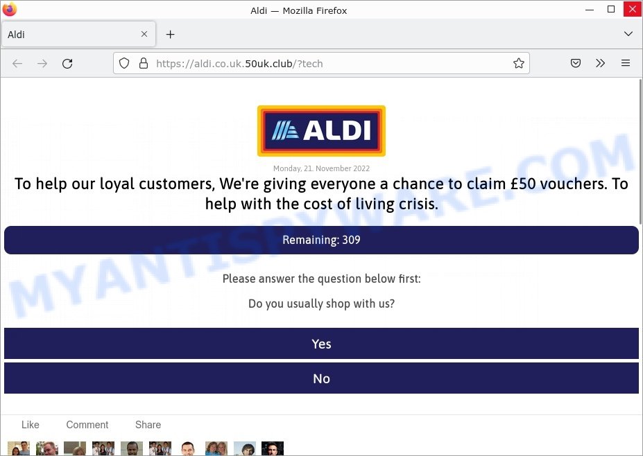 Aldi £50 Voucher Facebook Giveaway Scam 2022