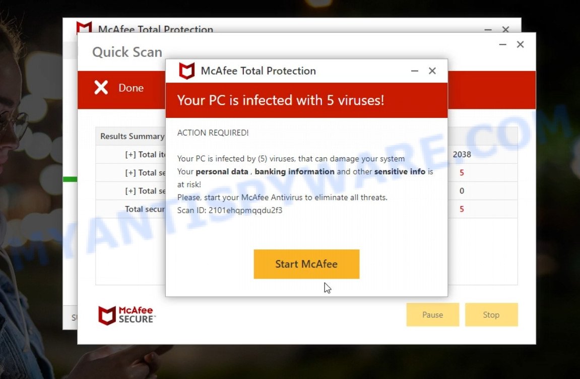 Chainedprotol.com McAfee fake results