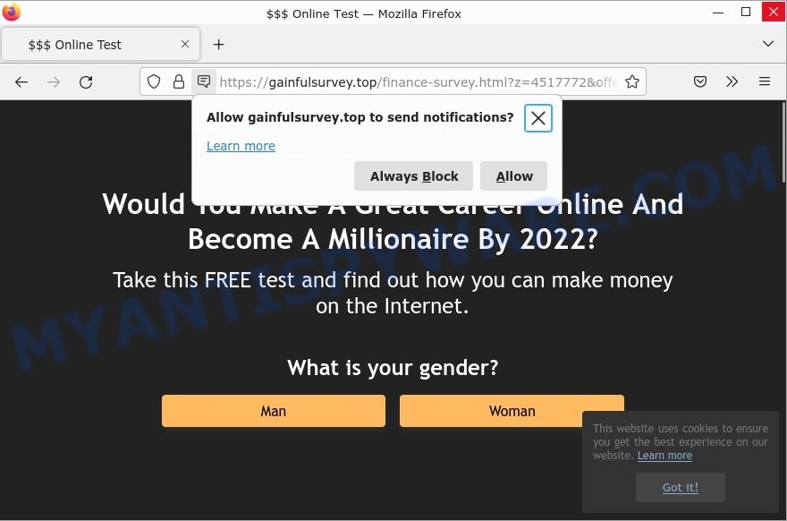 Gainfulsurvey.top Online Test Scam