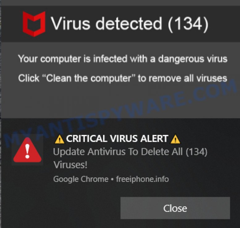 McAfee TROJAN Virus Emotet Detected pop-up scam