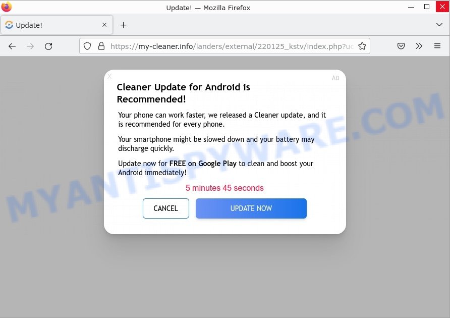 My-cleaner.info Cleaner Update Scam
