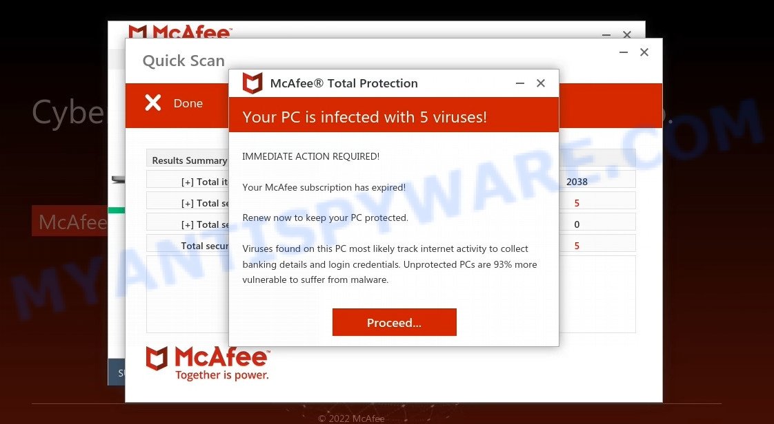 MyDailyDataReport.site McAfee fake scan results