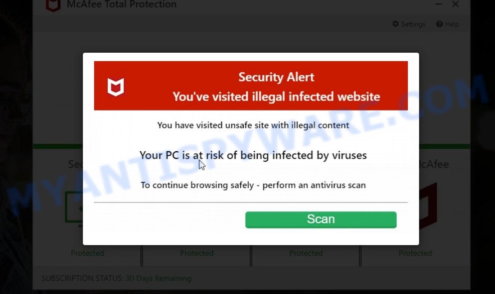 Nativepclink.com McAfee Alert Scam