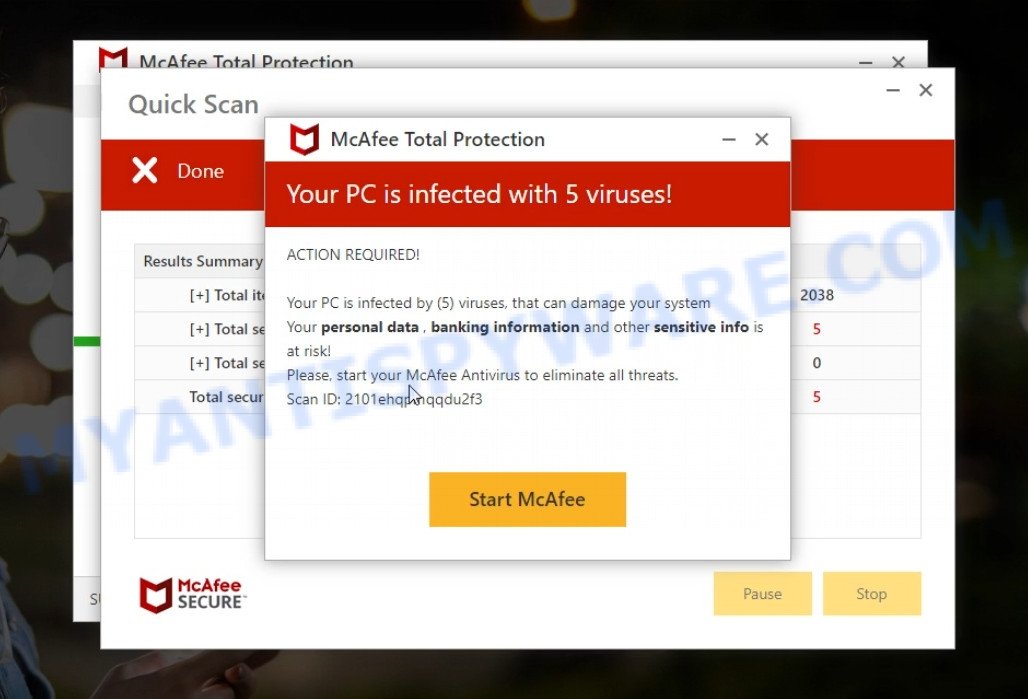 Prime-scanner.com McAfee fake scan results