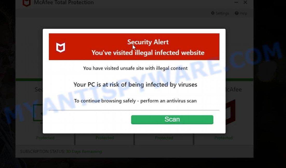 Quickpcscanner.com McAfee Total Protection Scam