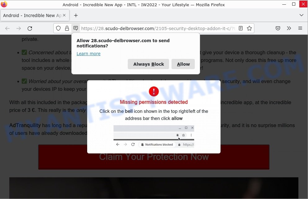 Scudo-delbrowser.com Claim your protection Scam
