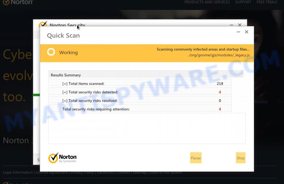 Securitysupportinfo.live Norton fake scan