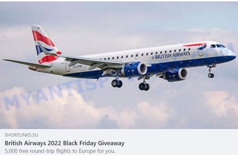 Shortlinks.su British Airways Black Friday giveaway Scam