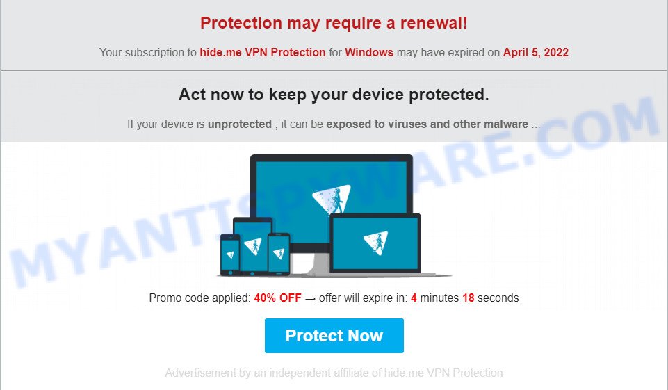 Subscription to hide.me VPN may have expired Scam