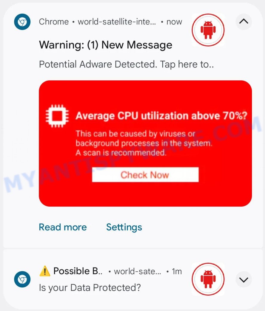 Warning (1) New Message pop-up scam