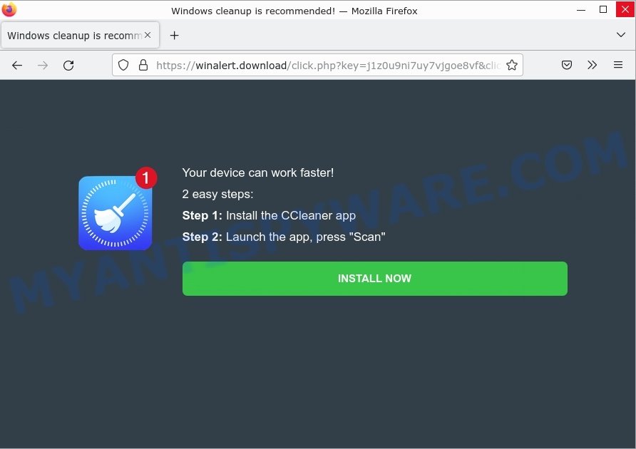Winalert.download Windows cleanup is recommended Scam