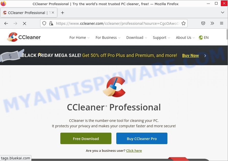 Winalert.download promotes CCleaner