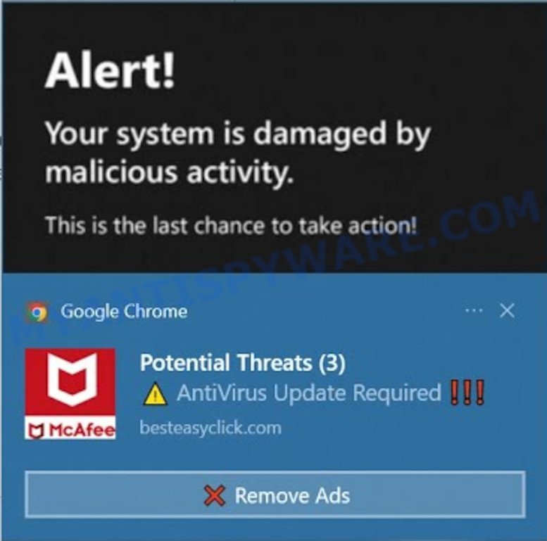 Your System Is Damaged By Malicious Activity Pop-Up SCAM