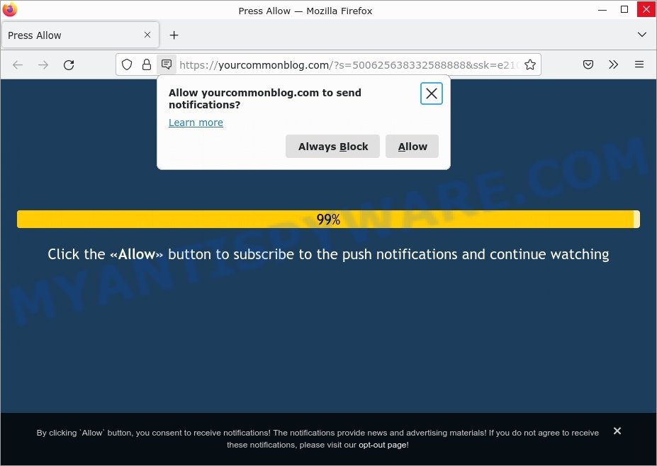 Yourcommonblog.com Press Allow Scam