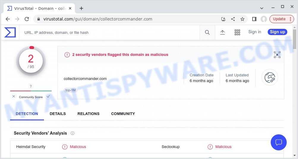 collectorcommander.com malicious