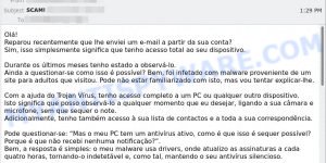 lhe enviei um e-mail a partir da sua conta Email Scam