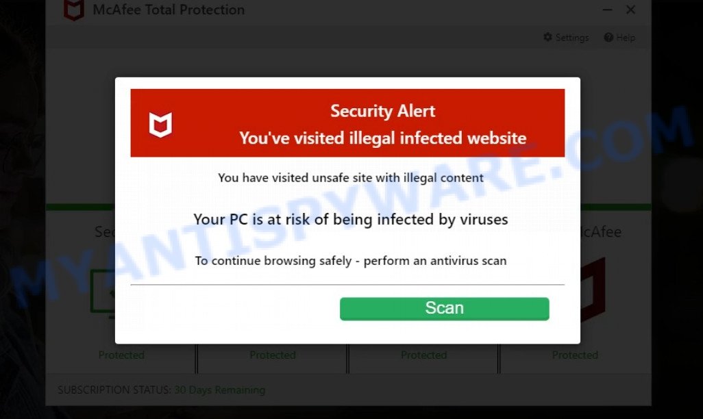 Authenticinspect.com McAfee Alert Scam