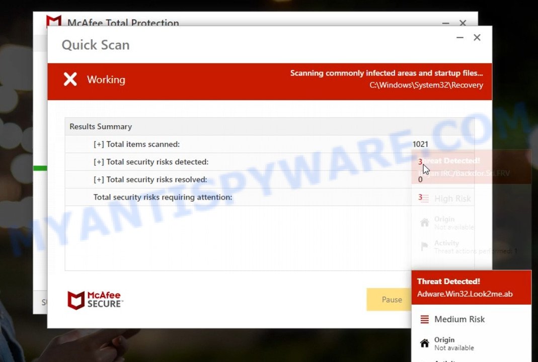 Authenticinspect.com McAfee fake scan