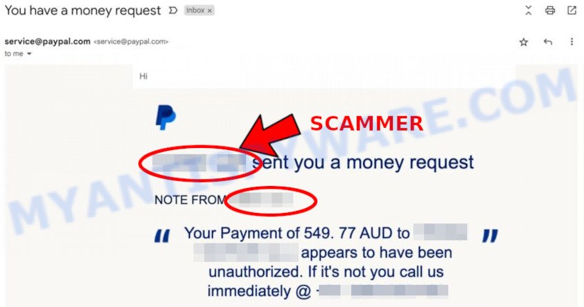 Avast Security LLC Scam PayPal Payment Money Request Email