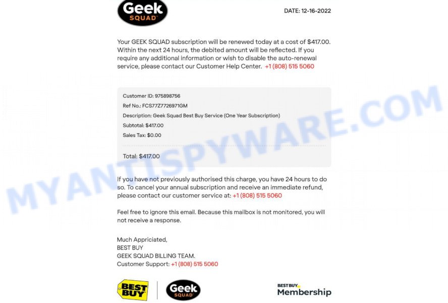 Geek Squad EMAIL SCAM FCS77Z7726971GM