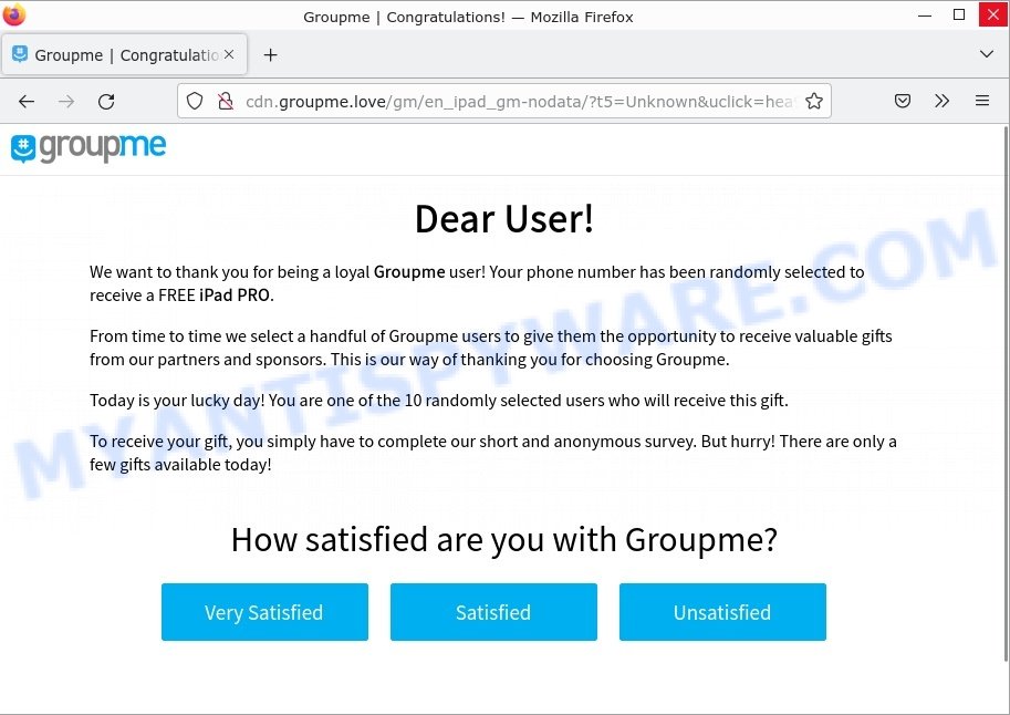 Groupme Love FREE iPad PRO Scam