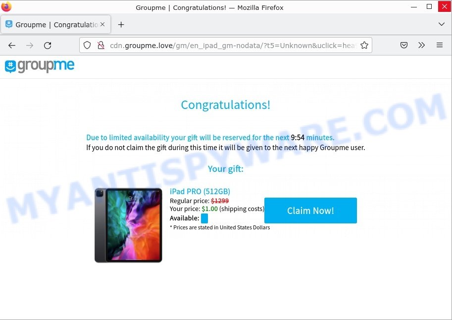 Groupme Love FREE iPad PRO pop-up Scam