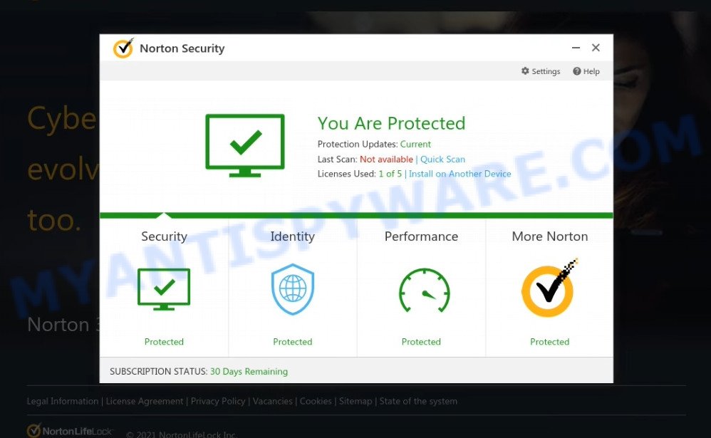 Reportyouridentitydata.site Norton Security Scam