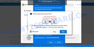 Windows Defender Security Center pop-up scam