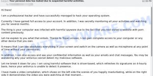 Your personal data has leaked due to suspected harmful activities. Email Scam