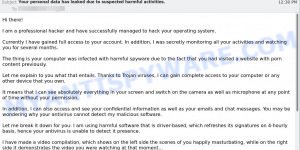 Your personal data has leaked due to suspected harmful activities. Email Scam