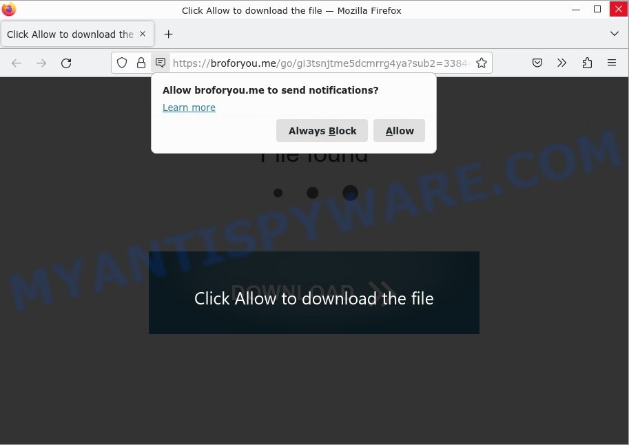 Broforyou.me Сlick Allow to download the file Scam