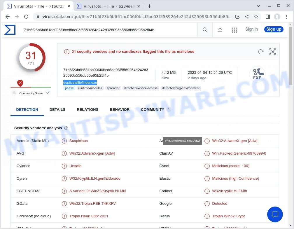 Duplicatefinder malware