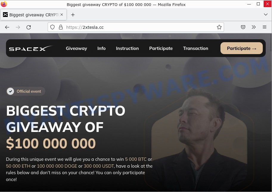 Elon Musk SpaceX Crypto Giveaway Scam